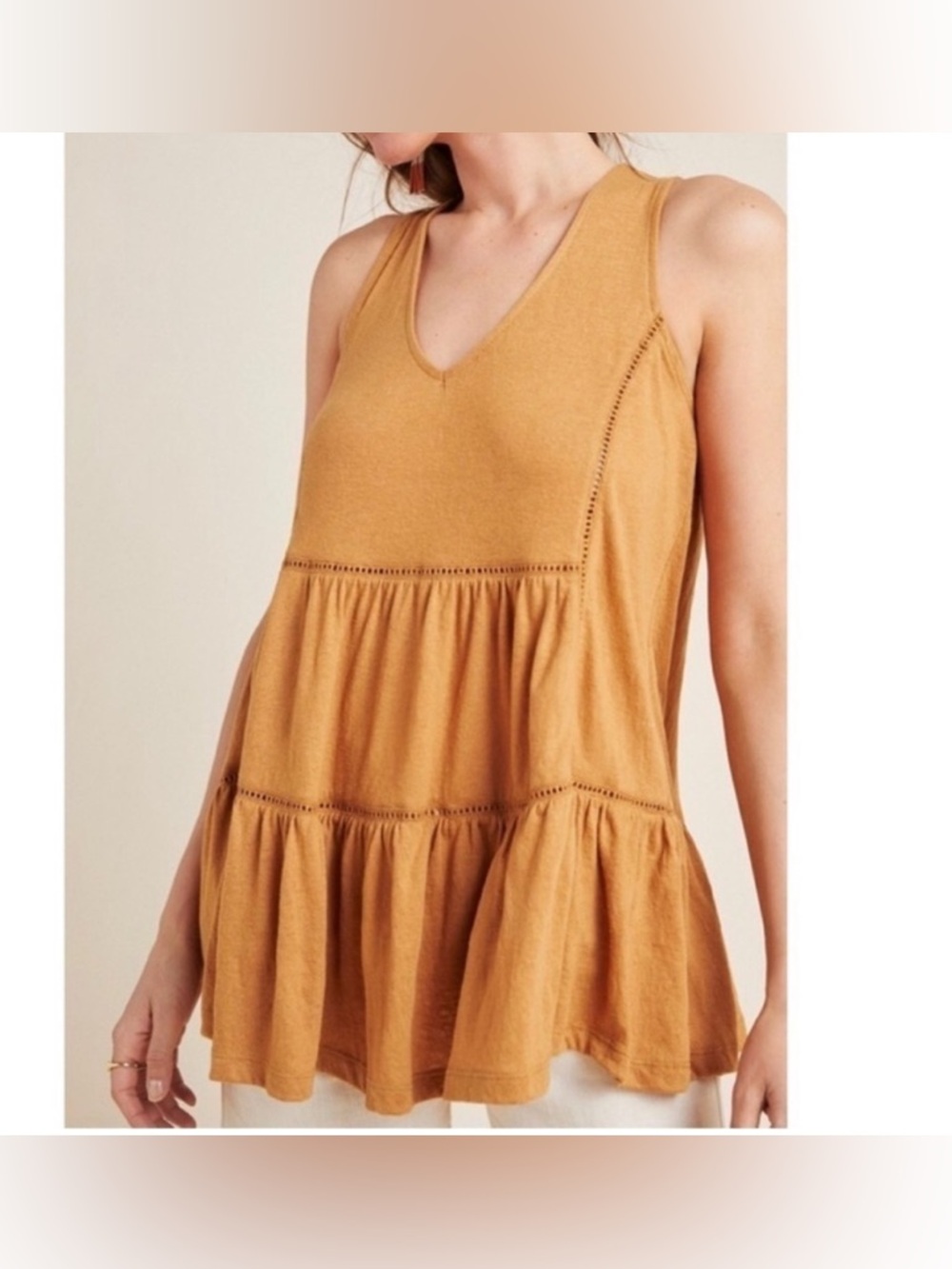 Anthropologie Malaga Tiered V-neck Tank Size XS